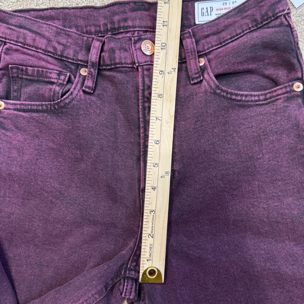 Gap High Rise Stride Jeans Purple Acid Wash Wide Leg Denim 25/0 R NEW - Picture 8 of 9